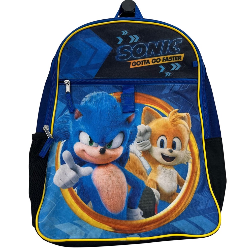 Bioworld Sonic the Hedgehog 2 Backpack Kids Blue Gotta Go Faster Tails Graphic